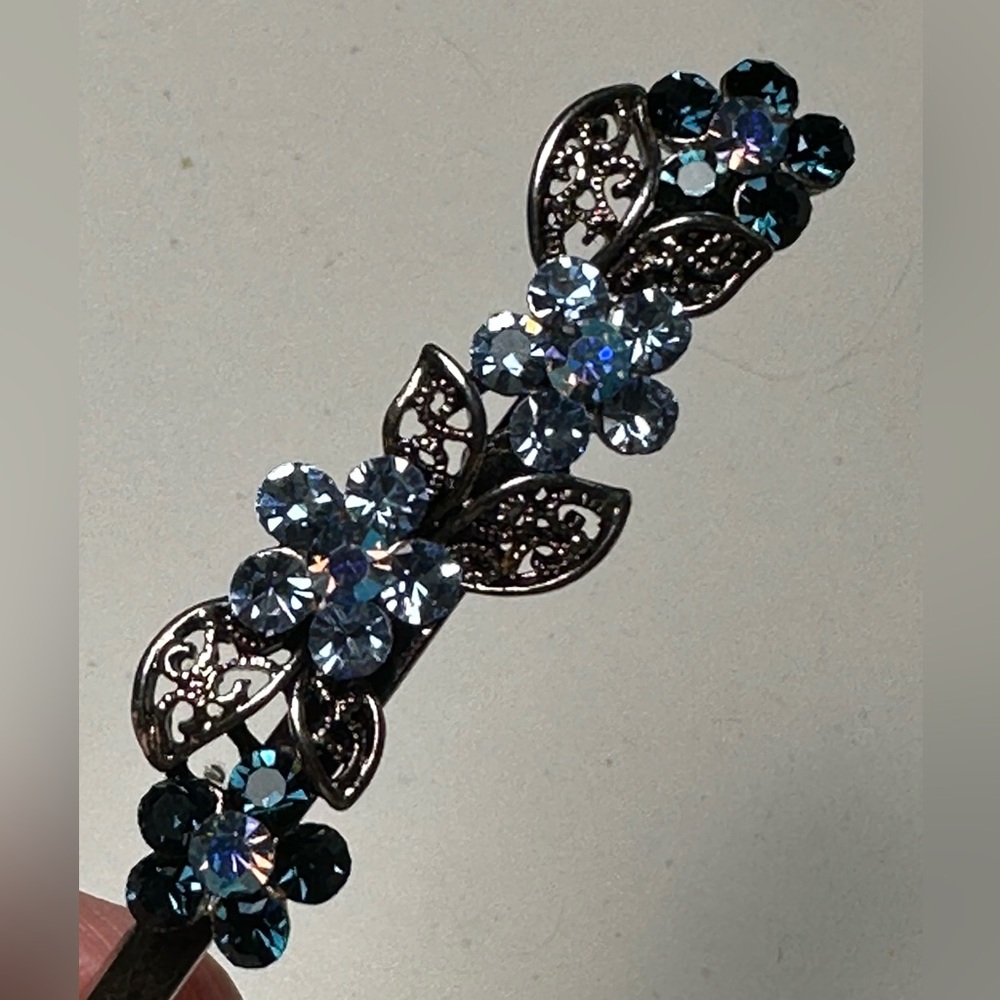 Vintage floral rhinestone decorative extra-large hair pin